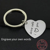 Amxiu 925 Silver Heart Keychains Any Blessing Words Pendant Key Chains