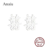 Amxiu Sterling Silver Name Stud Earrings for Women Girls Gift