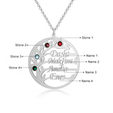 Personalized Family Name Tree Pendant Necklace, Engrave 2-4 Names, Women's Gift