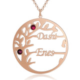 Personalized Family Name Tree Pendant Necklace, Engrave 2-4 Names, Women's Gift