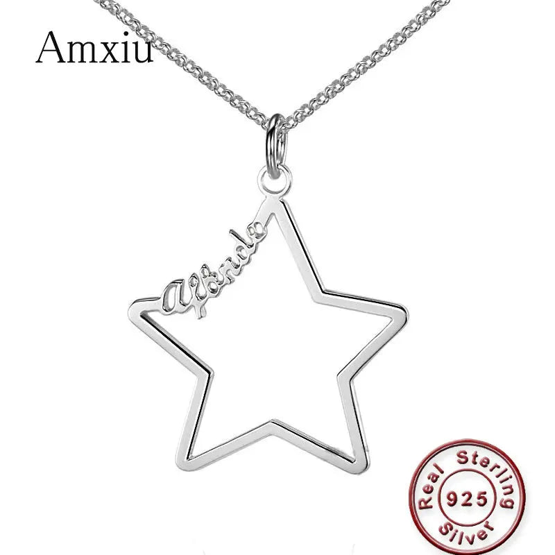 Personalized 925 Sterling Silver Star Necklace for Women Girls