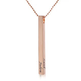 Personalized Stainless Steel Bar Pendant Necklace Engrave 1-4 Names