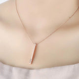 Personalized Stainless Steel Bar Pendant Necklace Engrave 1-4 Names