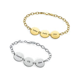 Personalized 925 Silver Bracelet Engrave Three Names DIY Jewelry For Family Gift