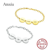 Personalized 925 Silver Bracelet Engrave Three Names DIY Jewelry For Family Gift