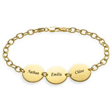 Personalized 925 Silver Bracelet Engrave Three Names DIY Jewelry For Family Gift