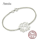 Amxiu Personalized 925 Silver Bracelets Monogram Bracelet For Women Men