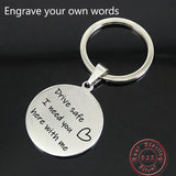 Amxiu Personalized 925 Silver Keychains Any Words Round Pendant Key Chains