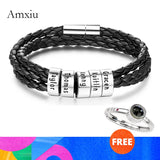 Personalized Name Bracelet S925 Silver Leather Bracelets