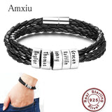 Personalized Name Bracelet S925 Silver Leather Bracelets