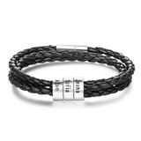 Personalized Name Bracelet S925 Silver Leather Bracelets