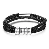 Personalized Name Bracelet S925 Silver Leather Bracelets