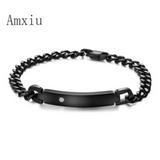 Zircon Name Bracelet - Stainless Steel Personalized Engraved Bracelet