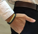 Personalized Name Bracelet Stainless Steel Leather Bracelets