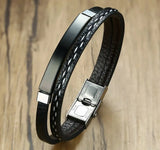 Personalized Name Bracelet Stainless Steel Leather Bracelets