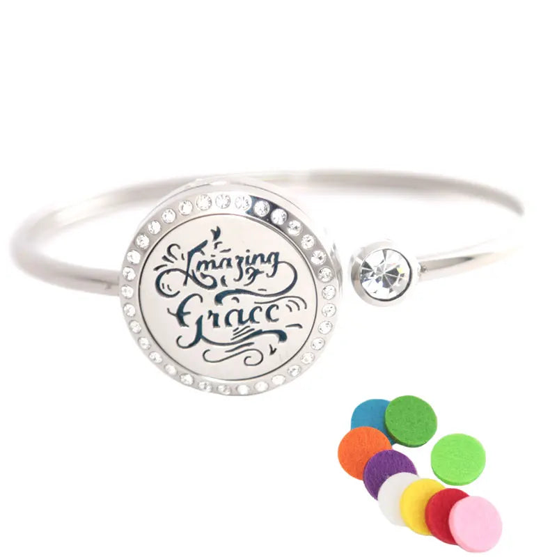 Amya Jewelry 25mm Magnet Crystal Aromatherapy Locket Bracelet Bangle