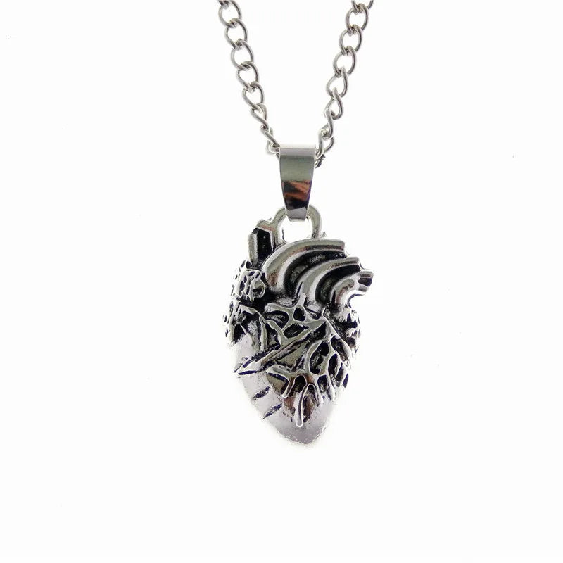 Anatomical Organ Heart Pendant Necklace Gothic Style Heart Necklace