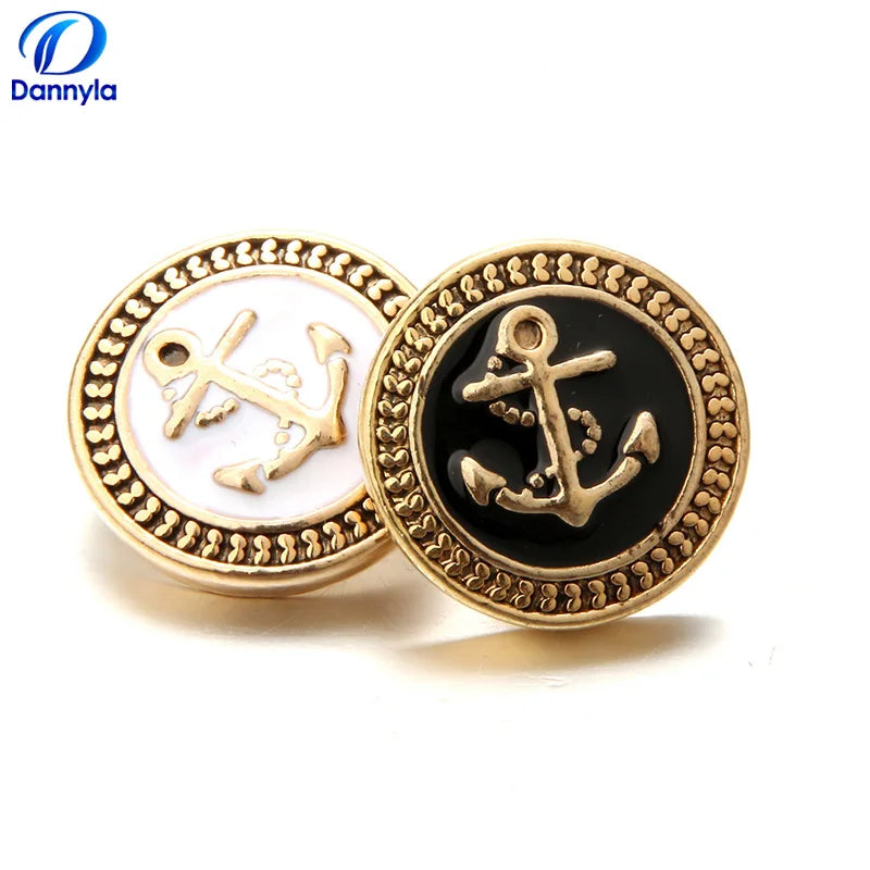 Anchor Starfish Mix Style Snap Charms Round Vintage Snap Jewelry