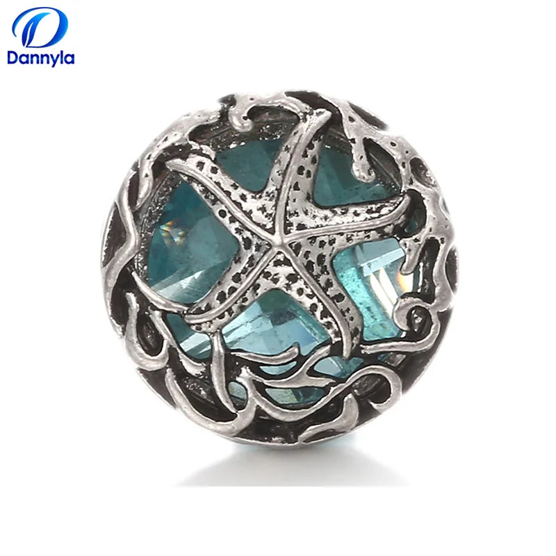 Anchor Starfish Mix Style Snap Charms Round Vintage Snap Jewelry