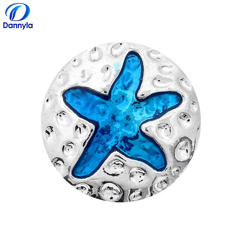 Anchor Starfish Mix Style Snap Charms Round Vintage Snap Jewelry