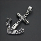 Mens Stainless Steel Biker Skull Pendant