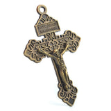 Ancient Bronze Crucifix for Rosary Necklace Making Catholic Cross Pendant