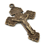 Ancient Bronze Crucifix for Rosary Necklace Making Catholic Cross Pendant