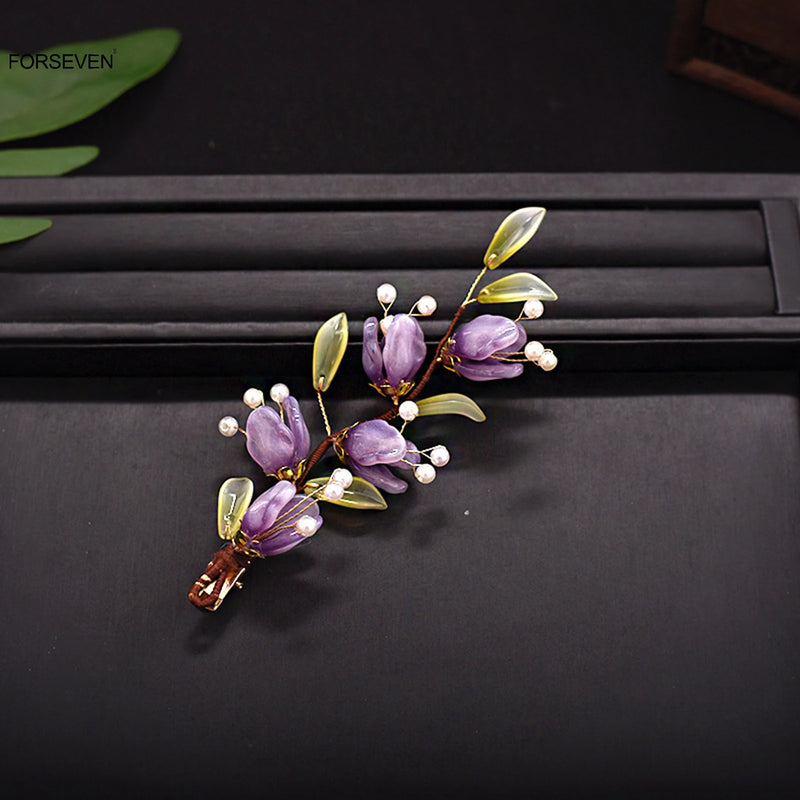 Chinese Flower Pearl Hairpins Clips - Hair Styling Jewelry