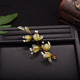 Chinese Flower Pearl Hairpins Clips - Hair Styling Jewelry