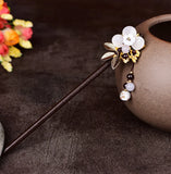 Ancient Chinese Golden Sand Glaze Hair Sticks with Golden Leaves