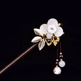 Ancient Chinese Golden Sand Glaze Hair Sticks with Golden Leaves