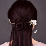 Ancient Chinese Golden Sand Glaze Hair Sticks with Golden Leaves
