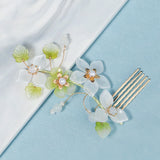 Chinese Style Flower Hair Combs Pearls Hairpins Metal Headpieces