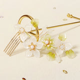 Chinese Style Flower Hair Combs Pearls Hairpins Metal Headpieces