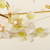 Chinese Style Flower Hair Combs Pearls Hairpins Metal Headpieces