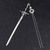 Chinese Style Sword Shape Hairpin Hanfu Coiled Hairpin Long Tassel