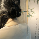 Chinese Style Sword Shape Hairpin Hanfu Coiled Hairpin Long Tassel