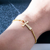 Egyptian Ankh Cross Bracelet Stainless Steel Box Chain Charms Vintage Jewelry