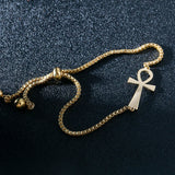 Egyptian Ankh Cross Bracelet Stainless Steel Box Chain Charms Vintage Jewelry