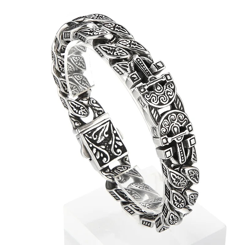 Ancient Egypt Retro Cross Men's Bracelet Engraved Stainless Steel Jewelry