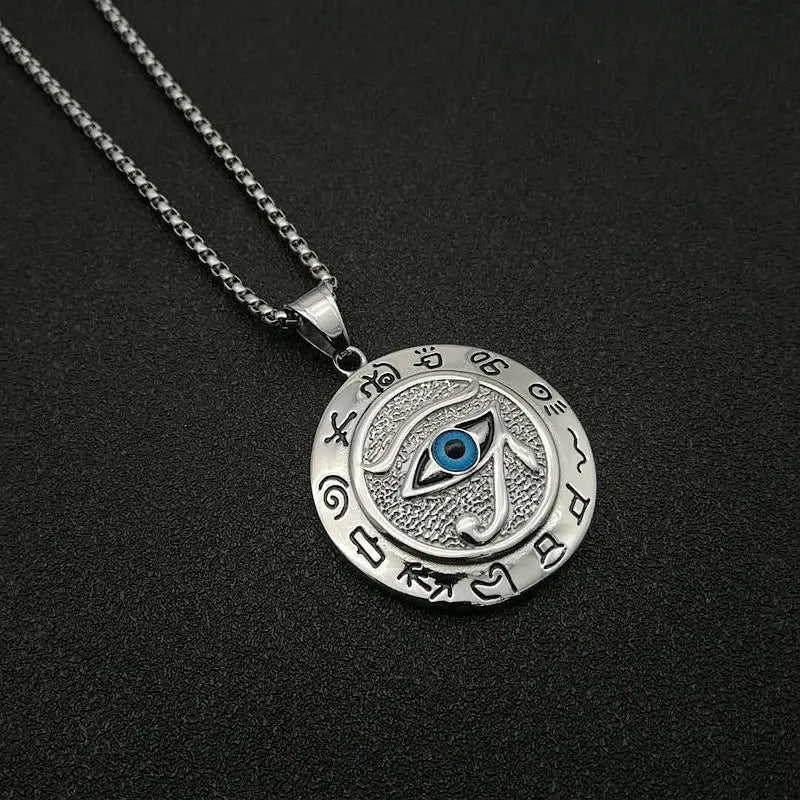 Egyptian Eye of Horus Stainless Steel Pendant Necklace