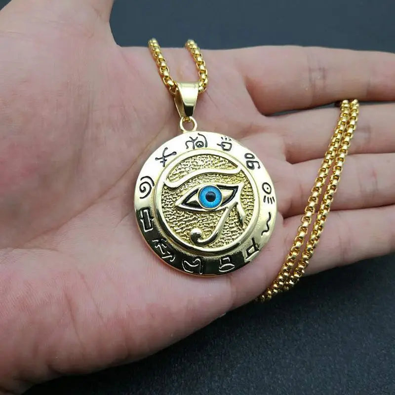 Egyptian Eye of Horus Stainless Steel Pendant Necklace