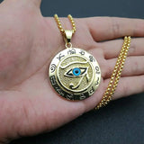 Egyptian Eye of Horus Stainless Steel Pendant Necklace
