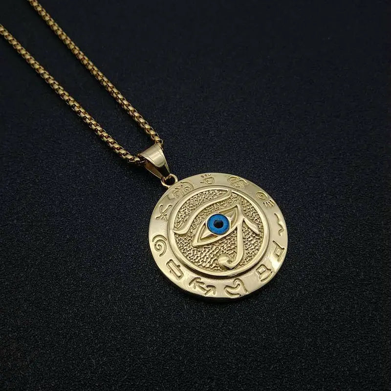 Egyptian Eye of Horus Stainless Steel Pendant Necklace