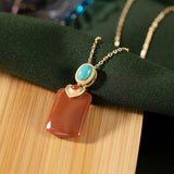 Ancient French Craft South Red Tourmaline Necklace Pendant