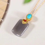 Ancient French Craft South Red Tourmaline Necklace Pendant