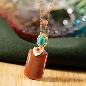 Ancient French Craft South Red Tourmaline Necklace Pendant