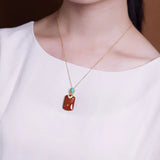Ancient French Craft South Red Tourmaline Necklace Pendant