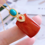 Ancient French Craft South Red Tourmaline Necklace Pendant