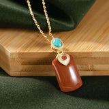 Ancient French Craft South Red Tourmaline Necklace Pendant